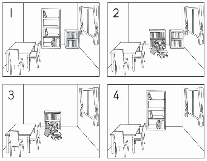 Four numbered room illustrations from the original paper.
